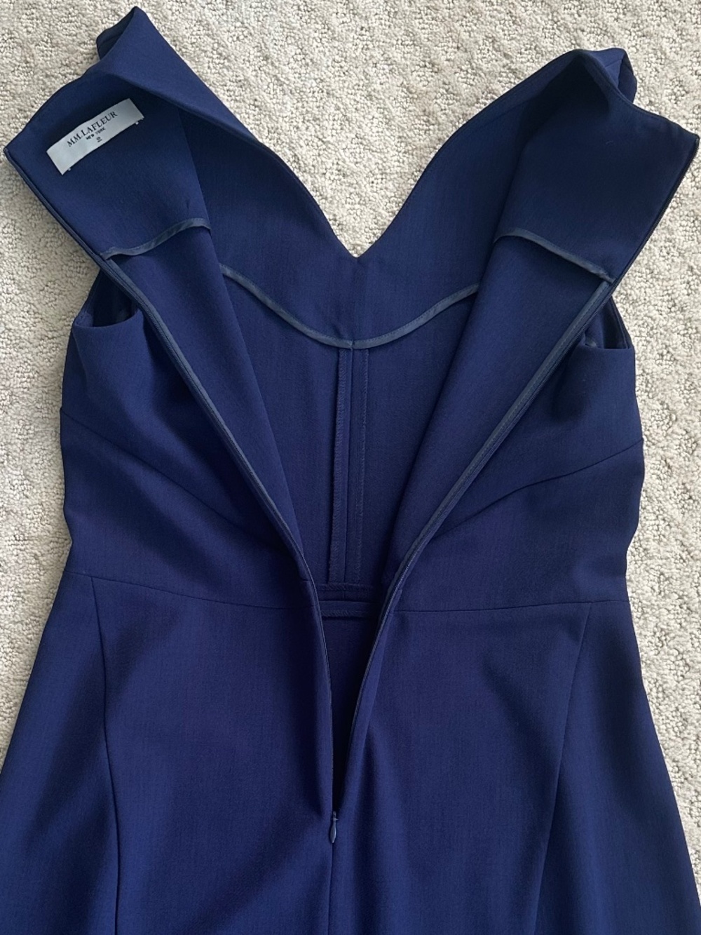 MM Lafleur Annie A-Line Sheath Dress Navy 10 Career Office Minimalist Classic - Picture 10 of 13